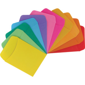 Non-Adhesive Library Pockets, Bright Colors, Pack of 30