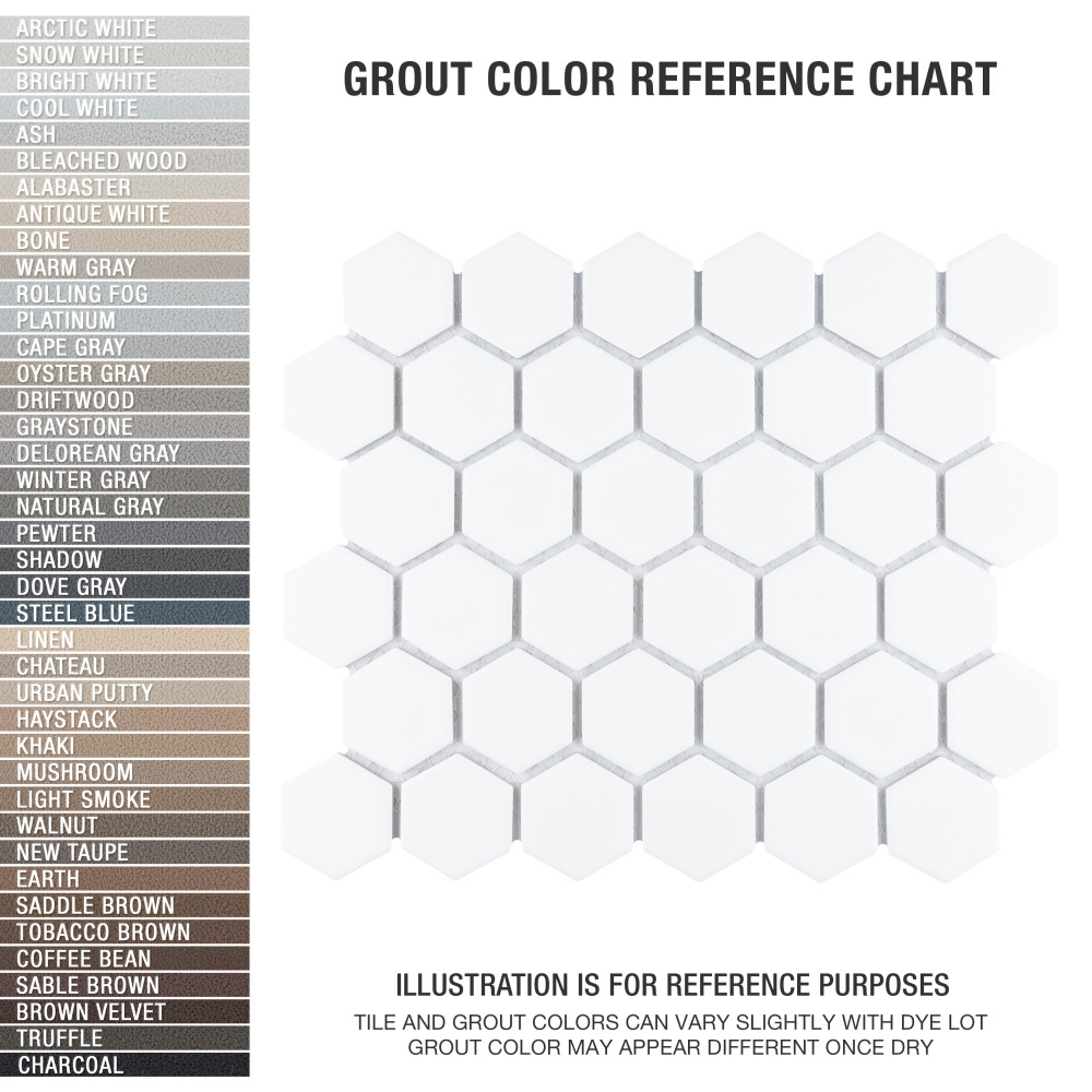 Sample – Hudson Due 2″ Hex Matte White Porcelain Mosaic Tile
