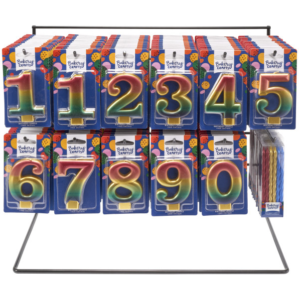 Metallic Numeral Assortment Candle Assortment (Rack Not Included)