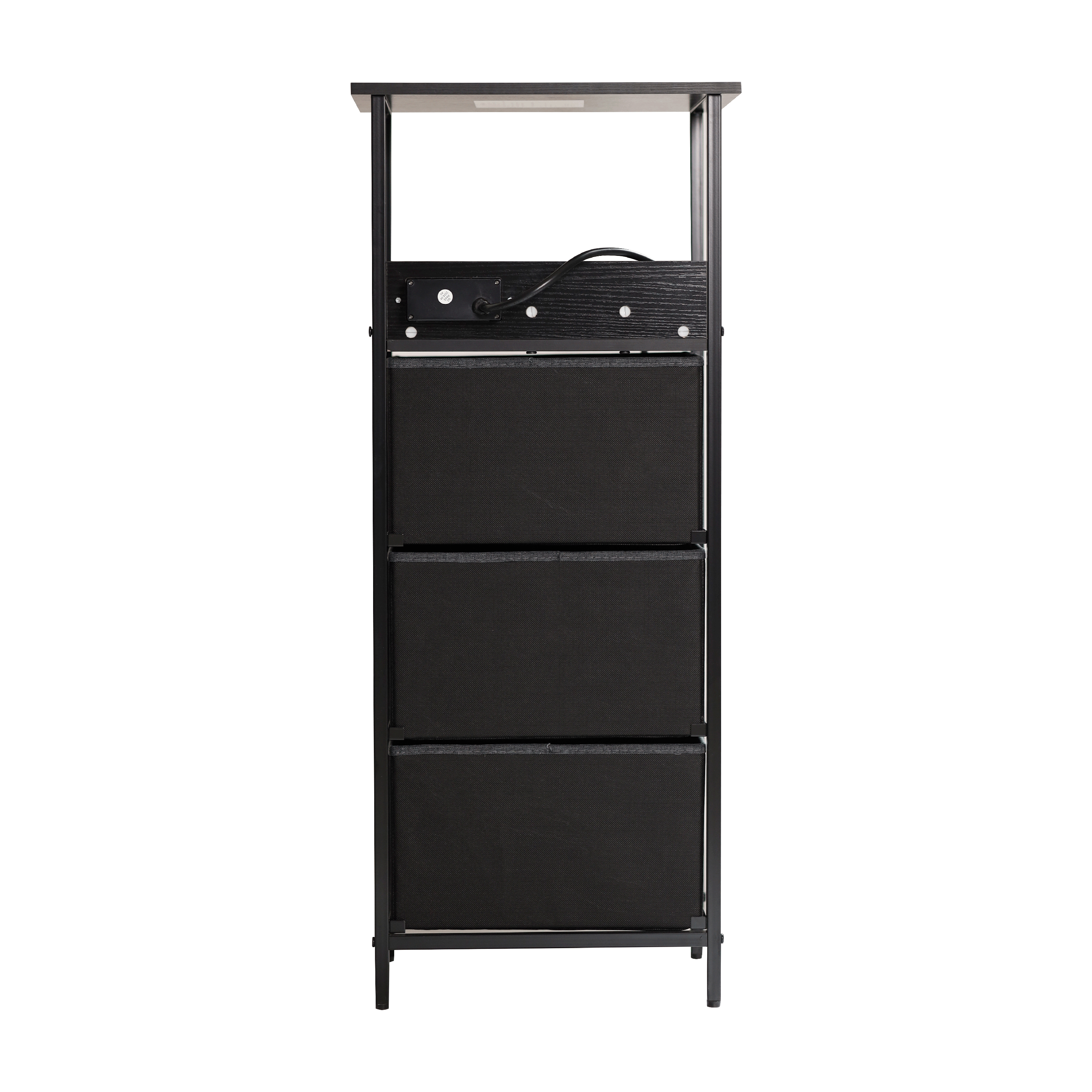 Sodano 3 Drawer Nightstand with Charging Station, 2 USB Ports, 1 Outlet, Blac... - Picture 8 of 25