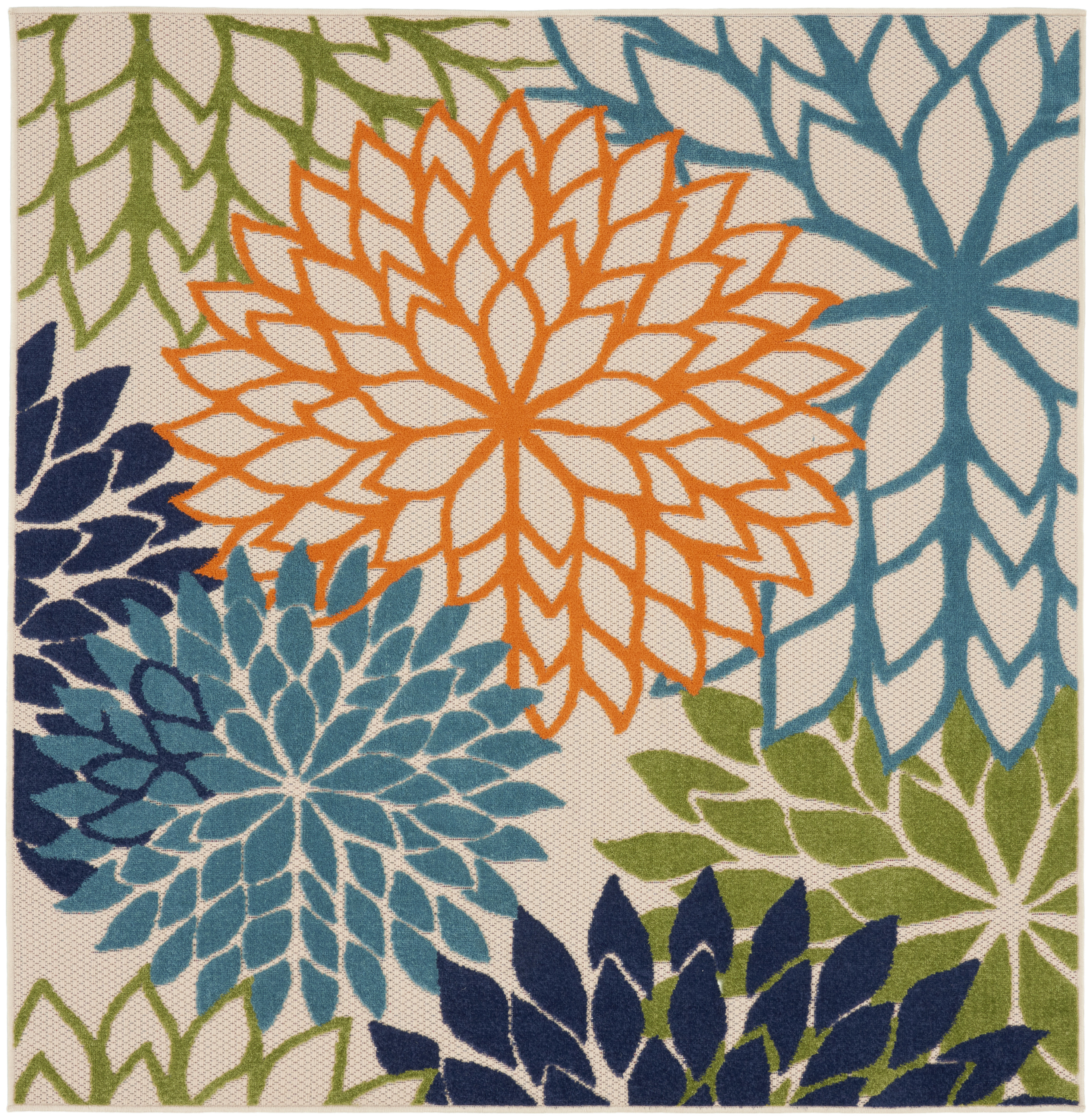 Nourison Aloha 5'3" x Square Multicolor Tropical Rug
