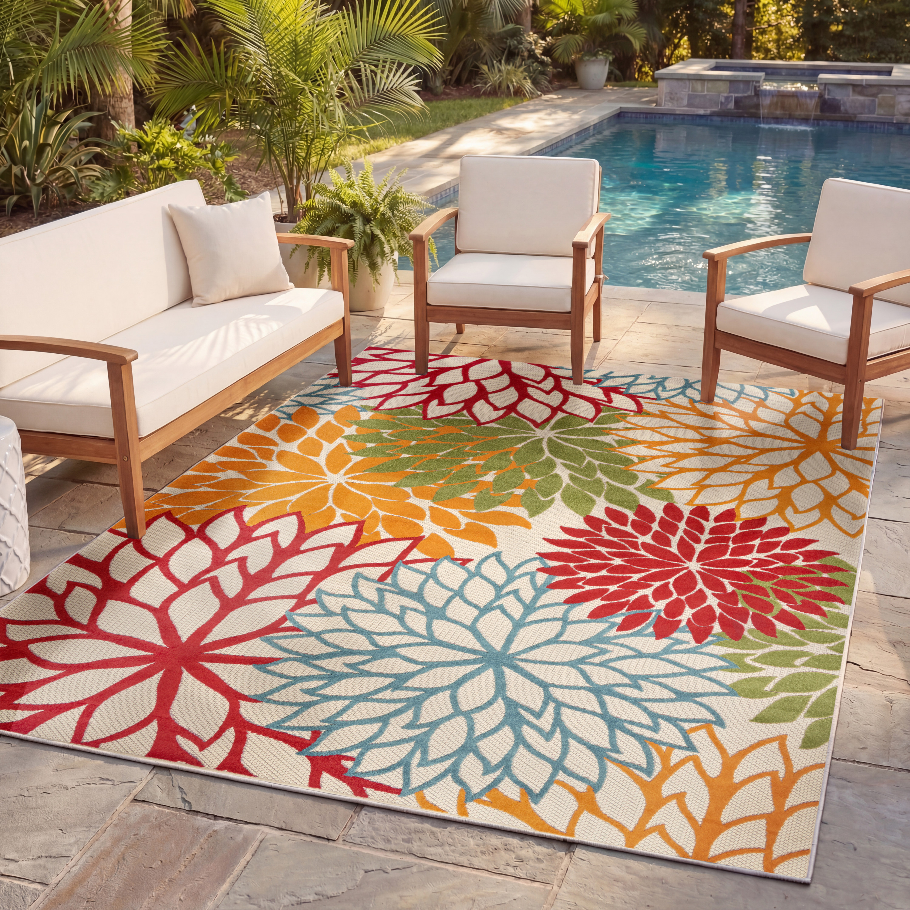 Nourison Aloha 3'6" x 5'6" Green Tropical Rug