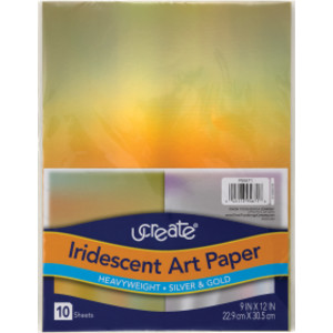 Iridescent Art Paper, Silver and Gold, 12" x 9", 10 Sheets