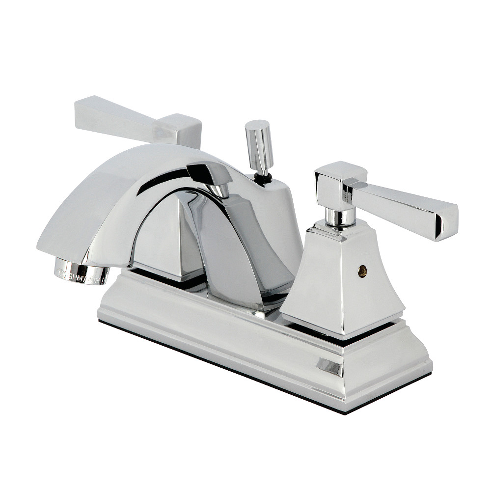 Double-Handle 4" Centerset Bathroom Faucet with Pop-Up Drain, Brushed Nickel with 2 Finish Options