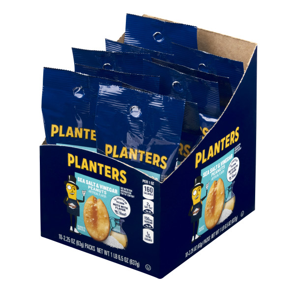 PLANTERS(r) Sea Salt And Vinegar 30/2.25oz . C1RP - Front Right Pallet/Display (Hi Res)