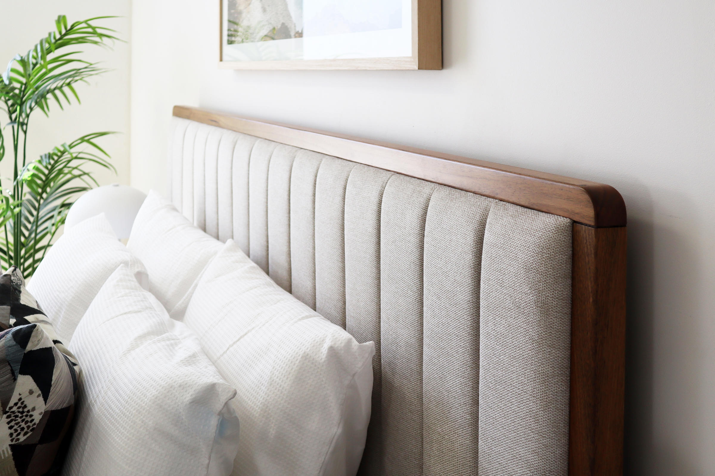 Detail image of the  Clifton Bed Frame, Gas Lift Base, Smoked Oak from Forty Winks