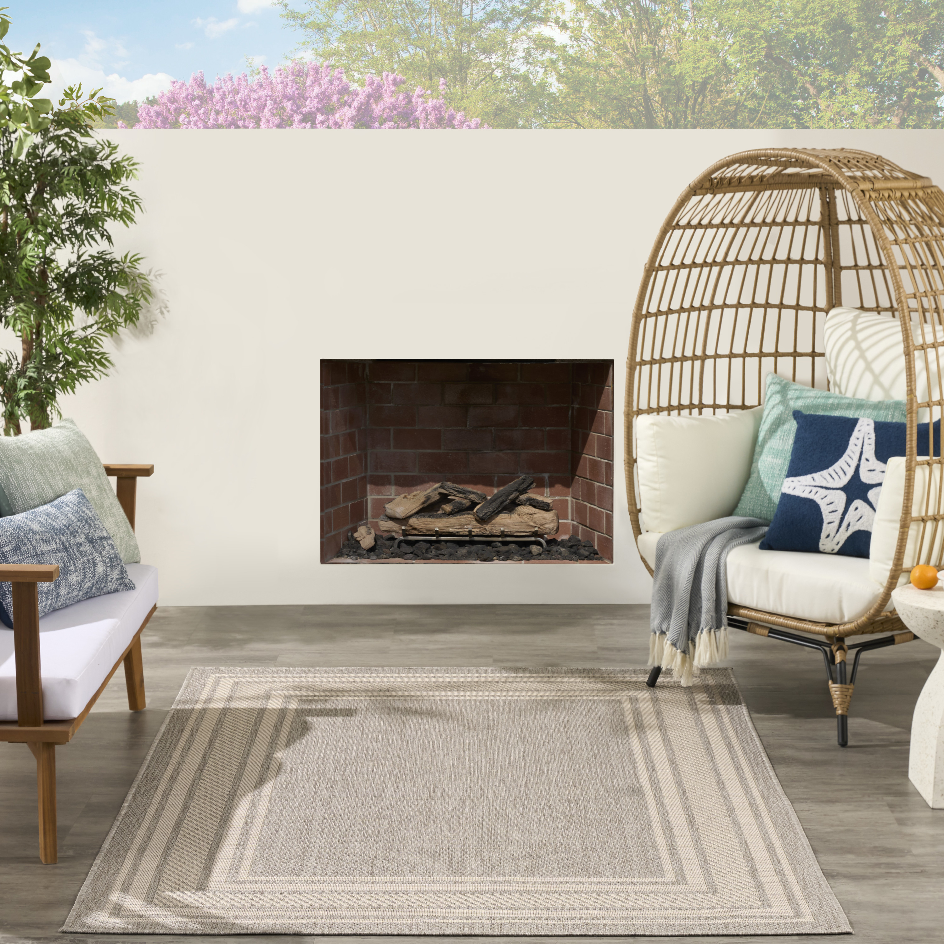 Nourison Horizon Indoor/Outdoor 4' x 6' Grey Modern Rug