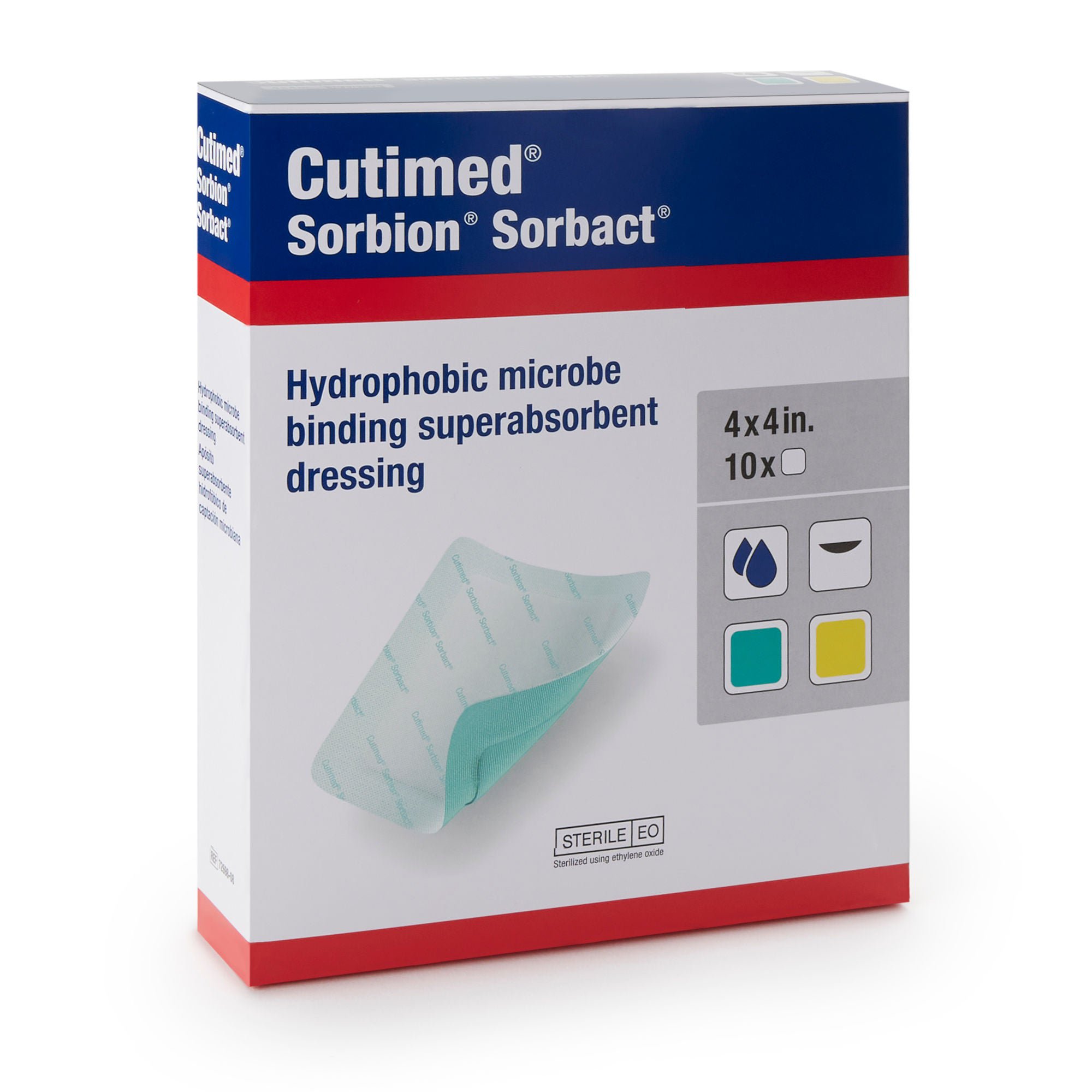 Cutimed® Sorbion Sorbact® Super Absorbent Antimicrobial Dressing, 4 x 4 Inch