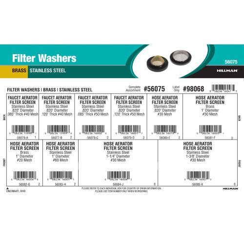 Brass & Stainless Steel Filter Washers Assortment