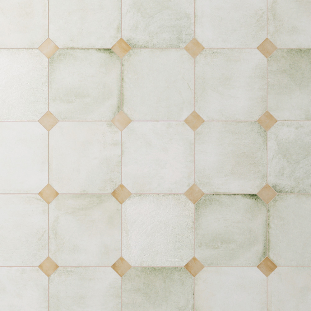 Laverton Octagon Nieve with Taco Beige 7-7/8 in. x 7-7/8 in. Porcelain Floor and Wall Tile