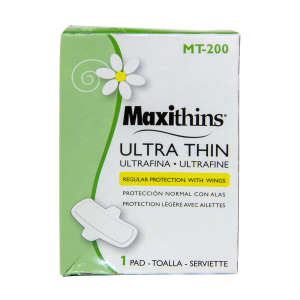 Hospeco, Maxithins®, Ultra Thin with Wings, Vended Feminine Napkins, #4 size box