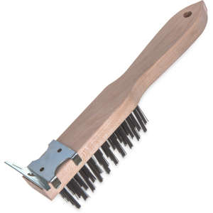 Carlisle, 5.50in, Heavy-Duty Wood Handle Scraper, Steel Bristles, Tan