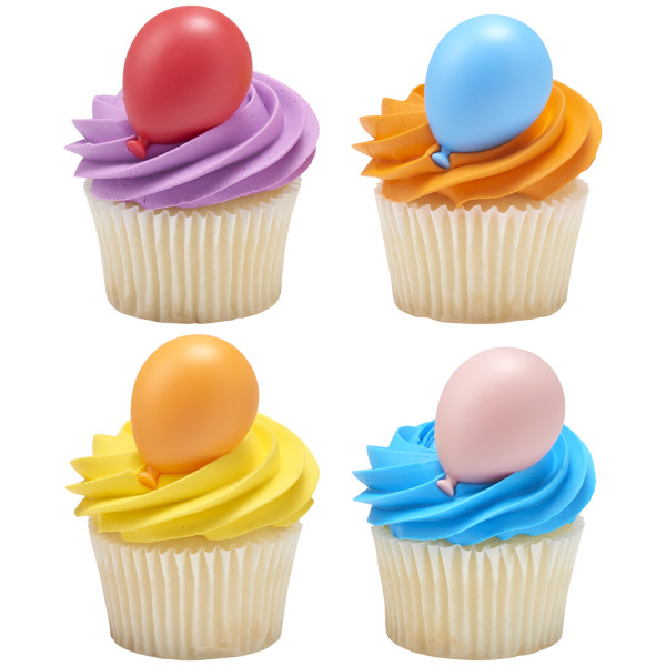 Bright Rainbow Balloon Assortment Cupcake Rings