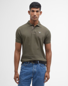 Tartan Pique Polo Shirt Dark Olive-Classic