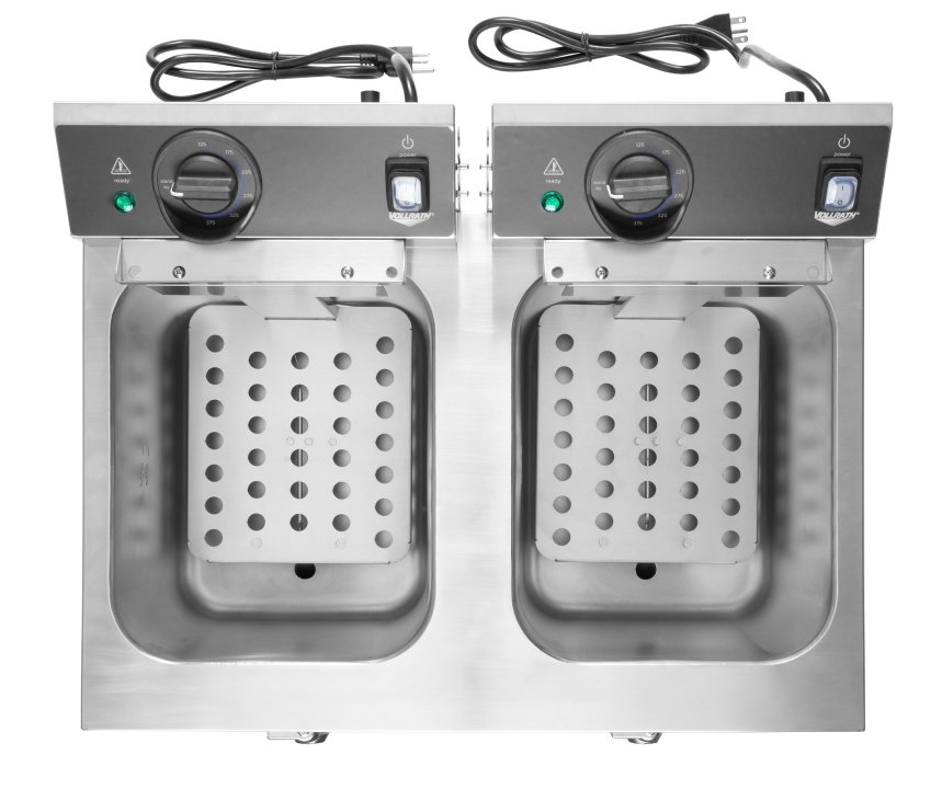 208-280-Volt 15 lb. medium-duty double-well countertop fryer with drain