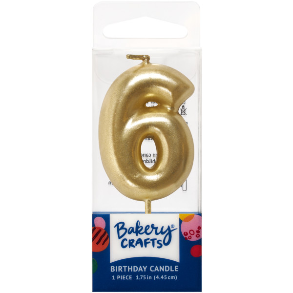 6 Mini Gold Numeral Candles