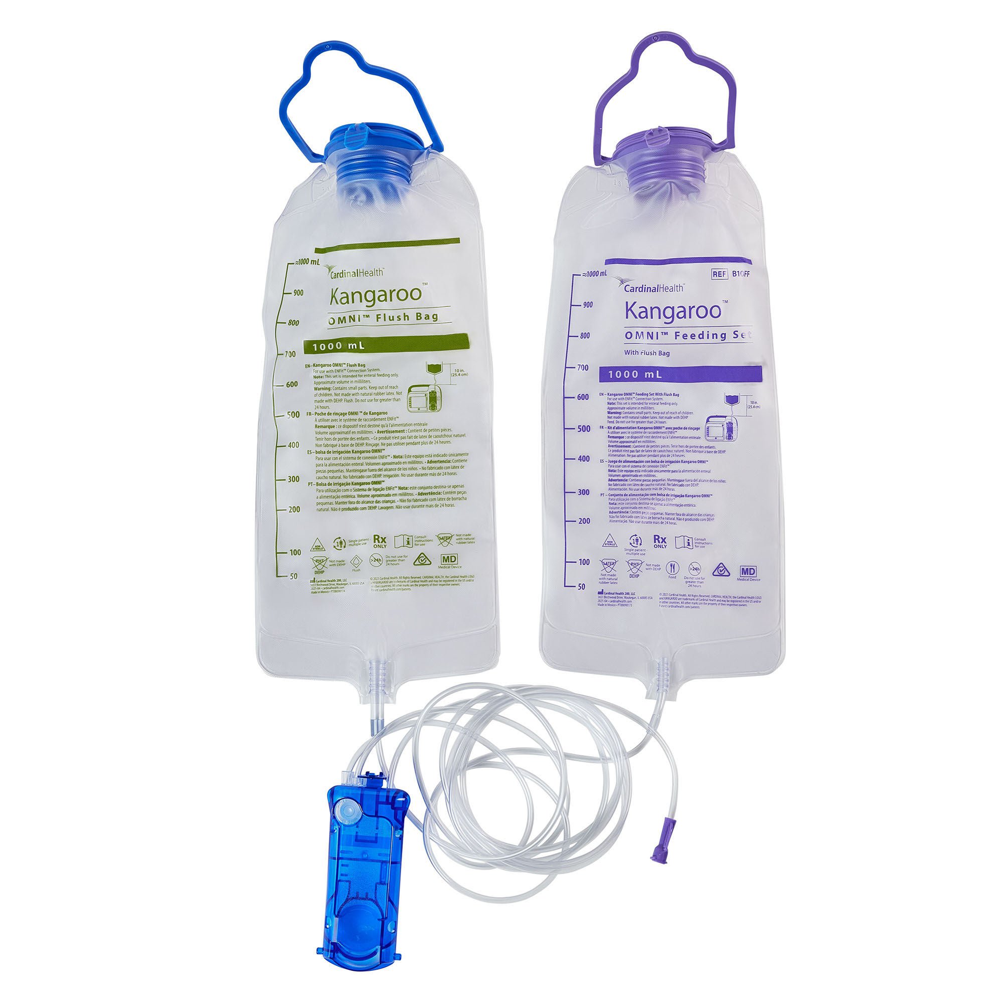 Cardinal PUMP SET, KANGAROO OMNIFEED SET W/FLUSH BAG 1000ML (30/CS)