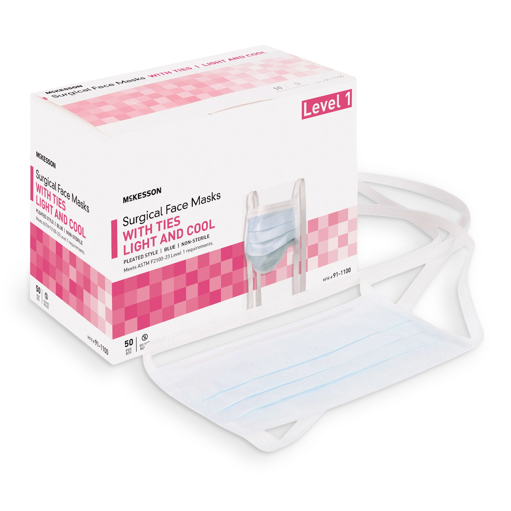 McKesson Classic Style Light & Cool Surgical Mask, Blue