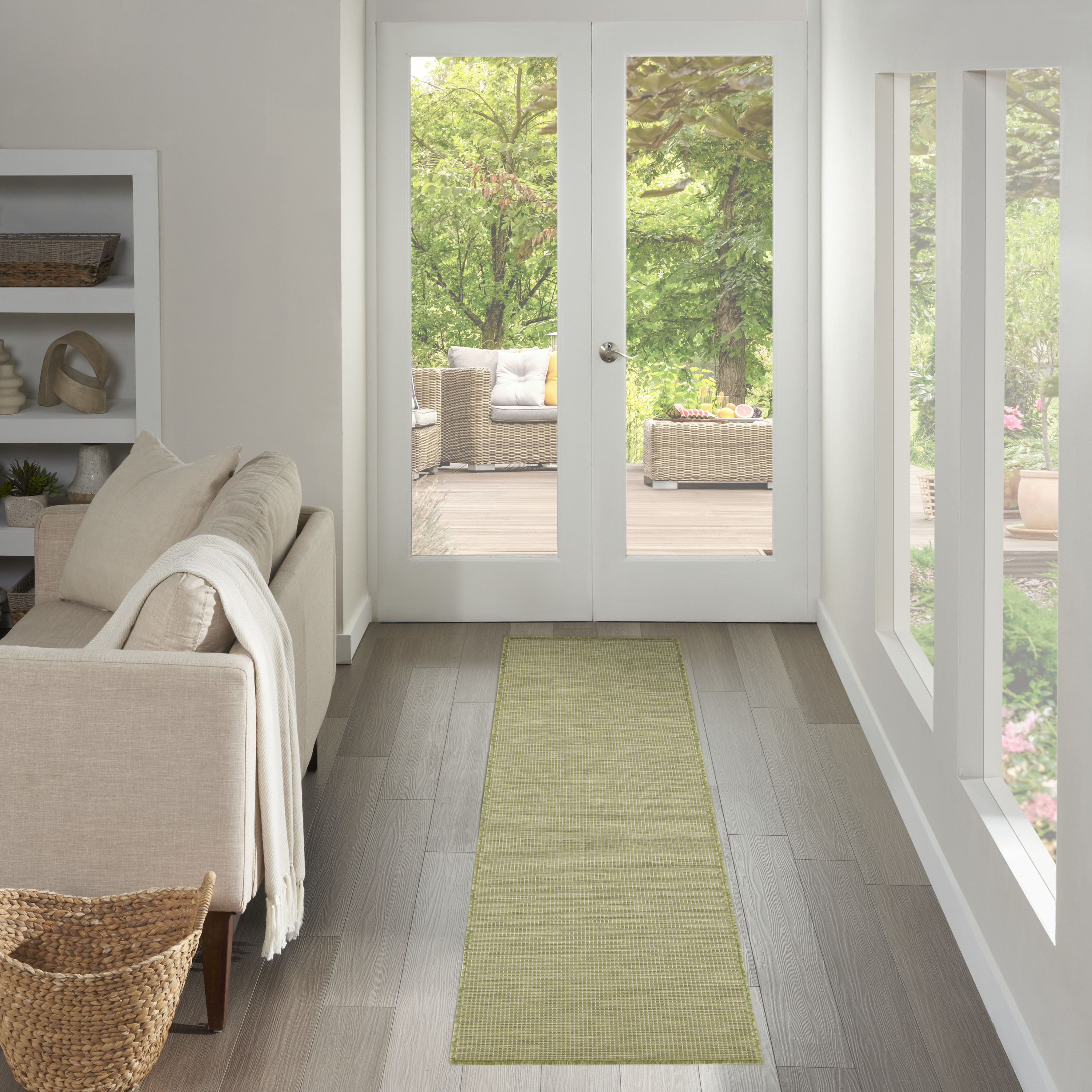 Nourison Positano 2'2" x 8' Green Modern Rug