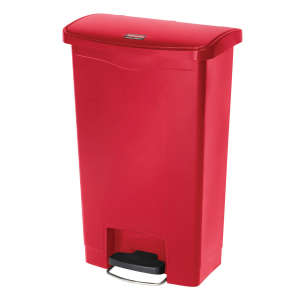 Rubbermaid Commercial, STREAMLINE®, 13gal, Resin, Red, Rectangle, Receptacle