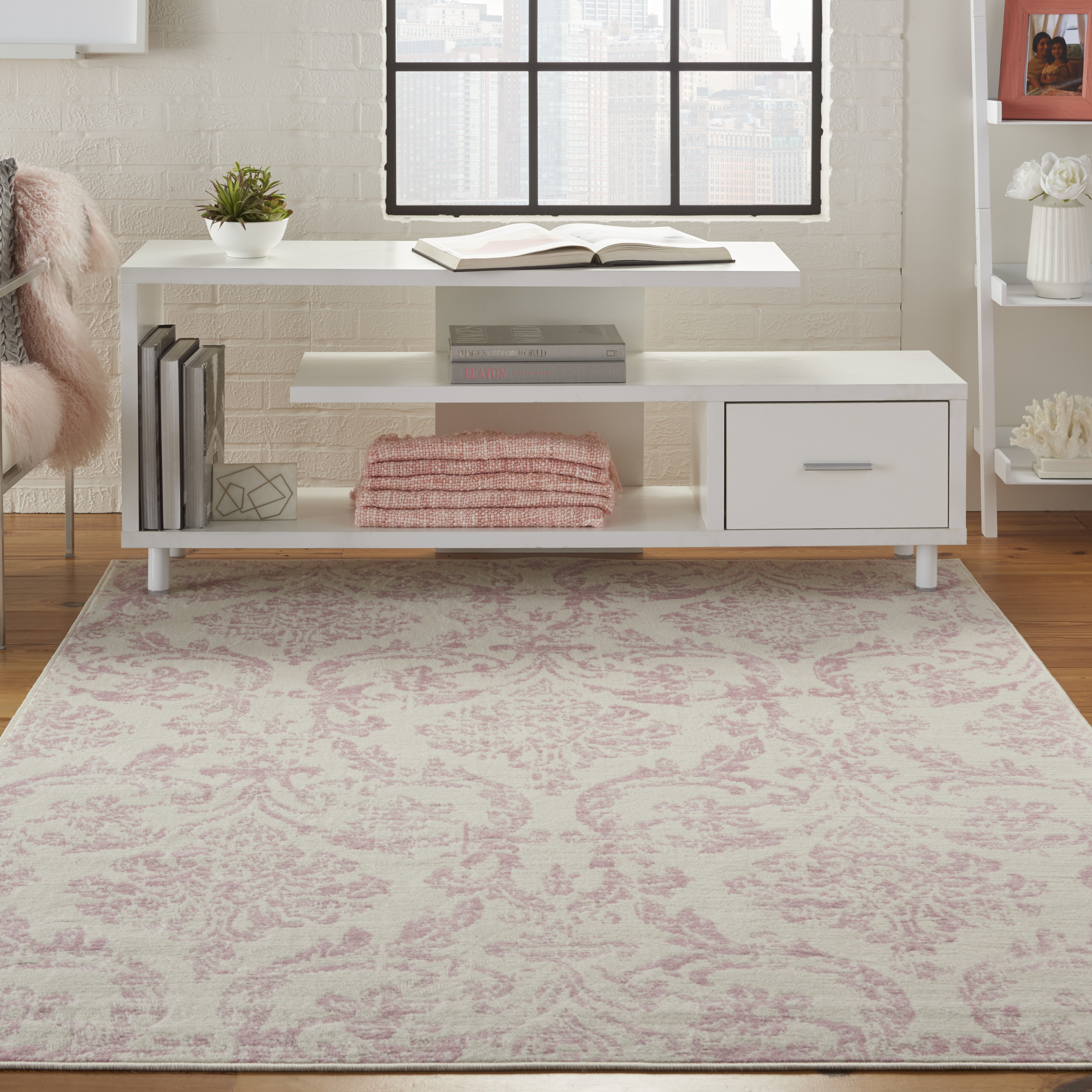 Nourison Jubilant 6' x 9' Ivory Pink Vintage Indoor Rug