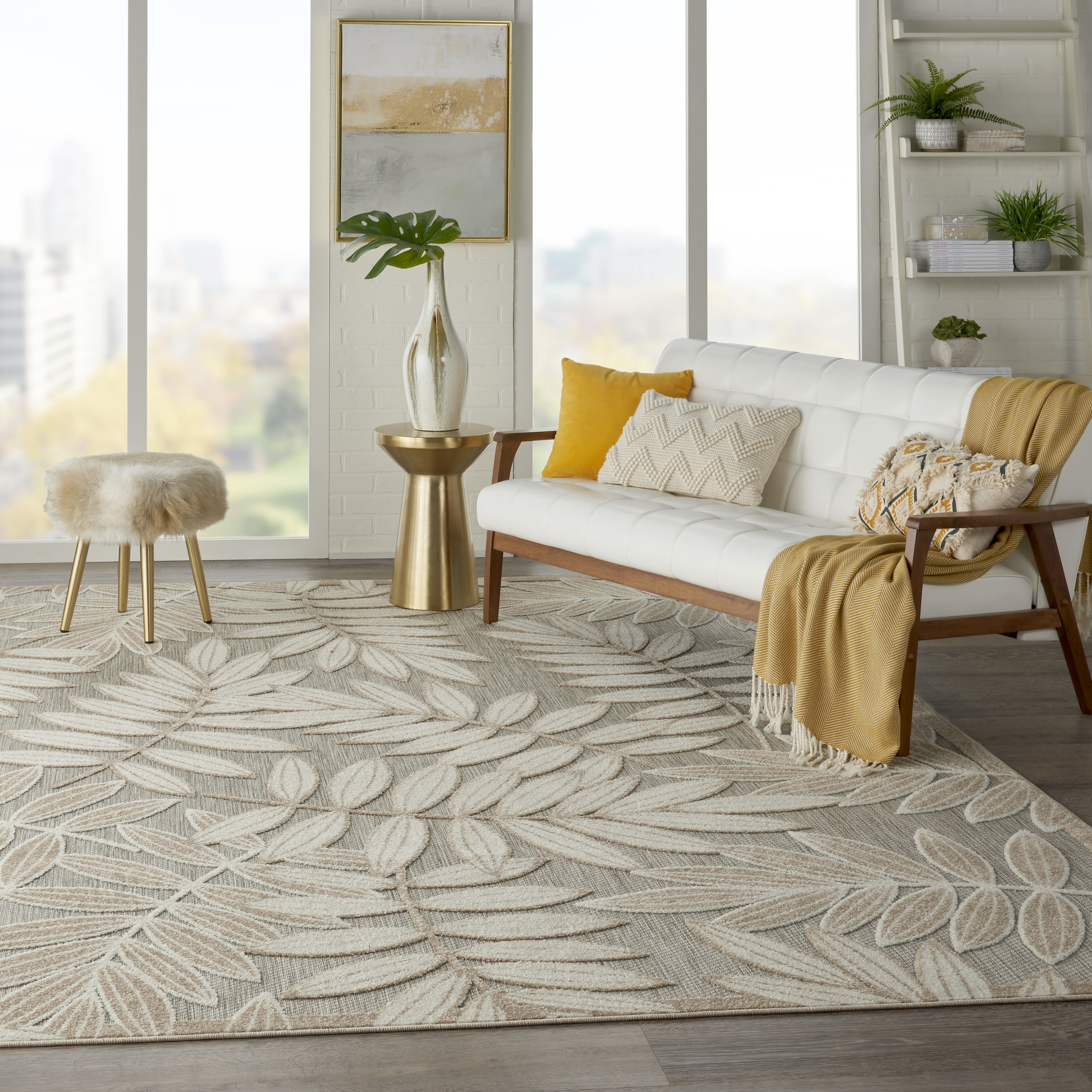 Nourison Aloha 7'10" x 10'6" Natural Tropical Rug