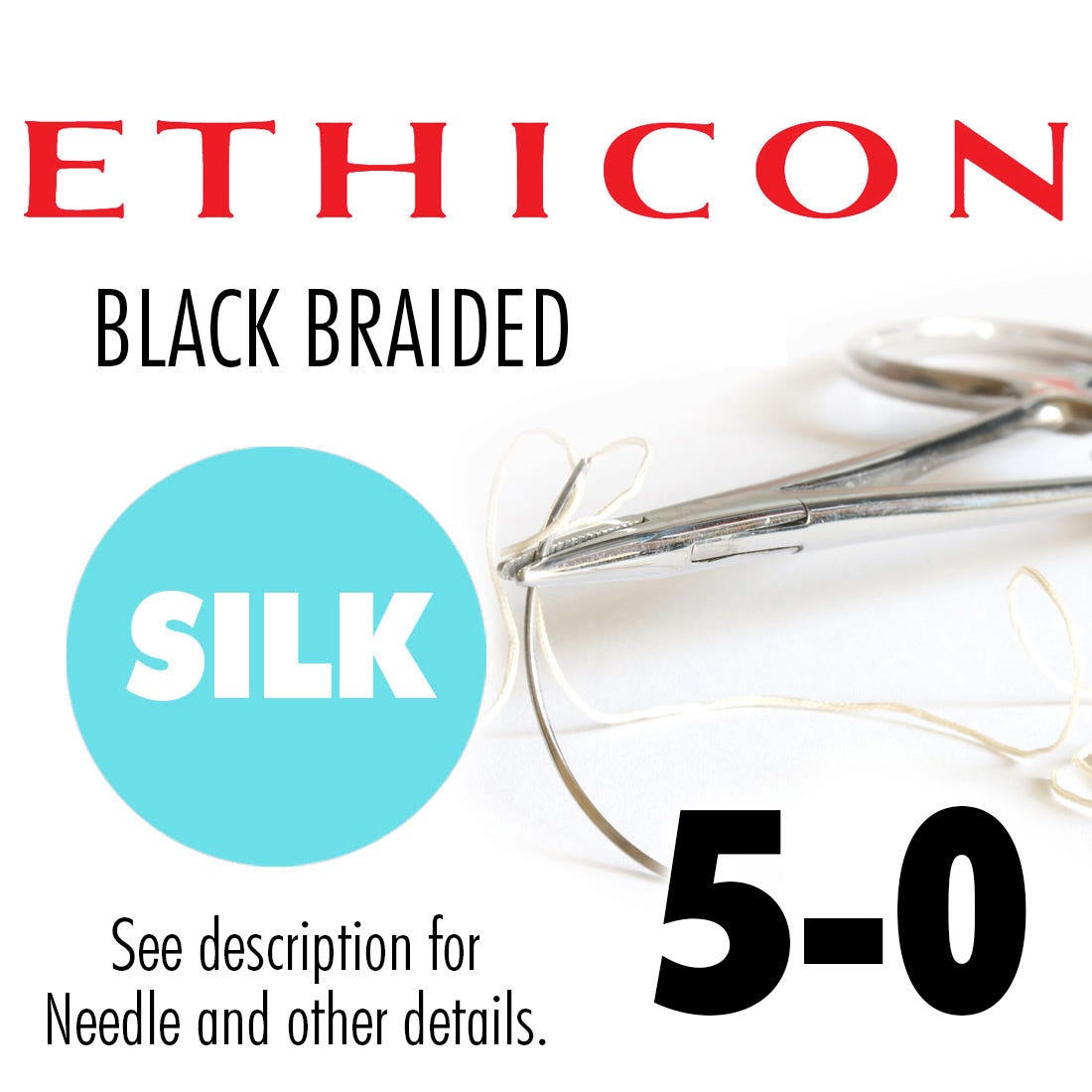 PERMA-HAND® Silk Black Braided Sutures, 5-0, PS3, Precision Point-Reverse Cutting, 18"- 36/Box