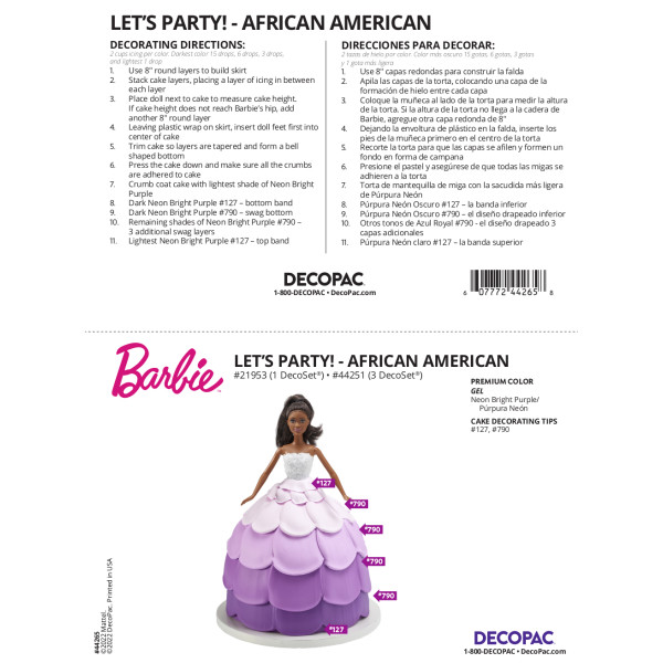 Barbie® Doll Let's Party! African American Cake Decorating Instruction Card