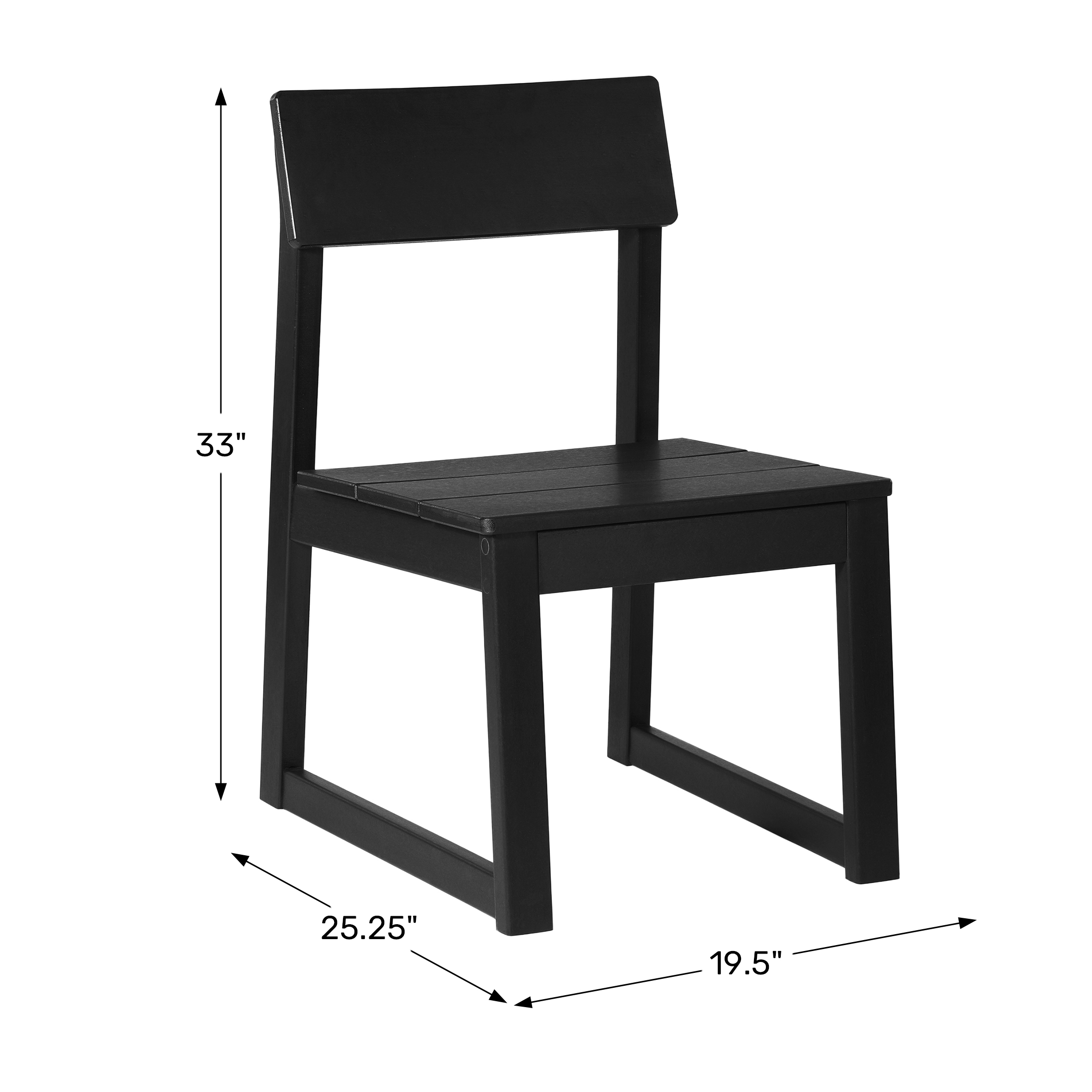 Modern HDPE Outdoor Armless Patio Dining Chairs (Set of 2) WWT Spec Image