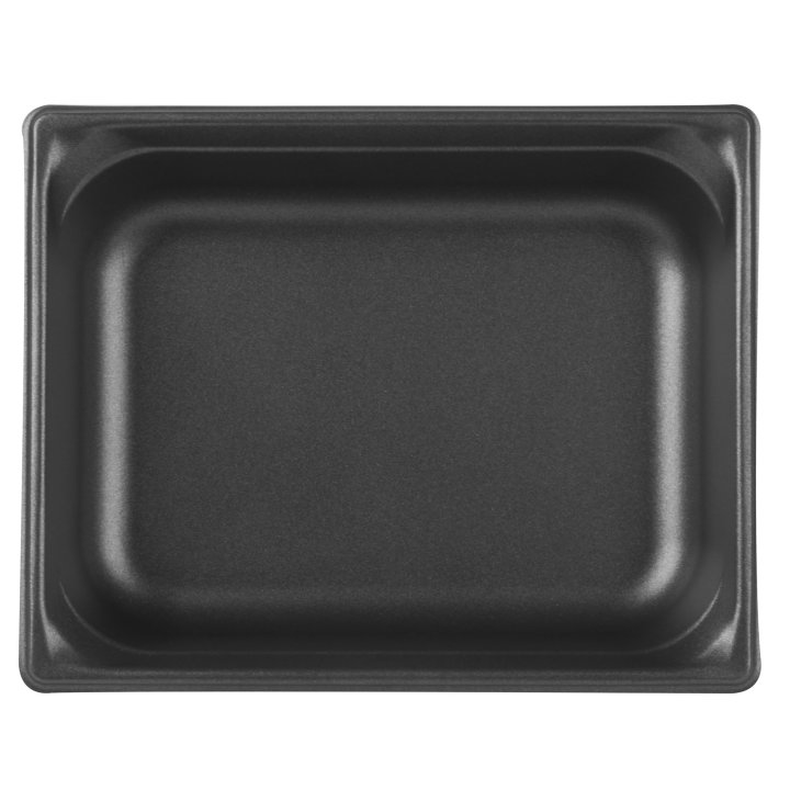 Half-size 2 ½-inch-deep Super Pan 3® stainless steel steam table pan with Steel Coat x3™ nonstick coating