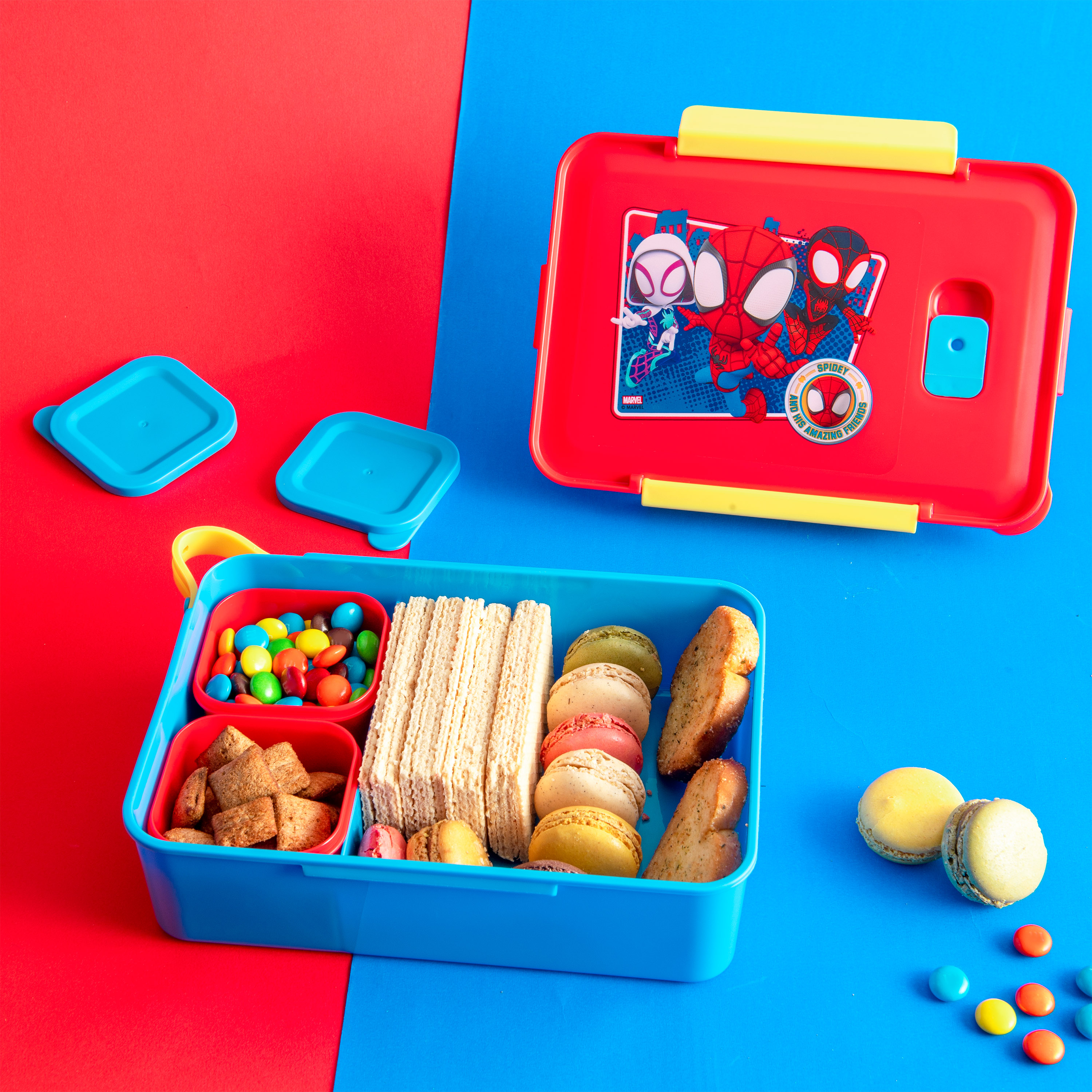 Spider-Man and His Amazing Friends Reusable Divided Bento Box, Spider-Friends, 3-piece set slideshow image 4