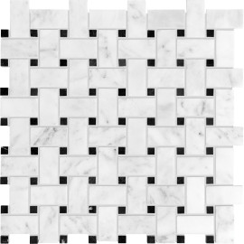 Bianco Venatino 12×12 Basketweave Mosaic Polished