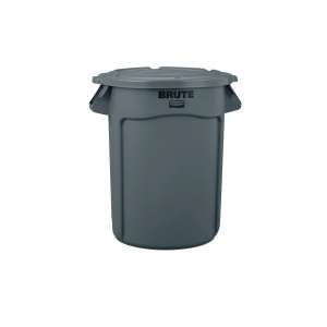 Rubbermaid Commercial, BRUTE, Self-Draining, Round, Resin, 32 gal, Gray, Receptacle Lid