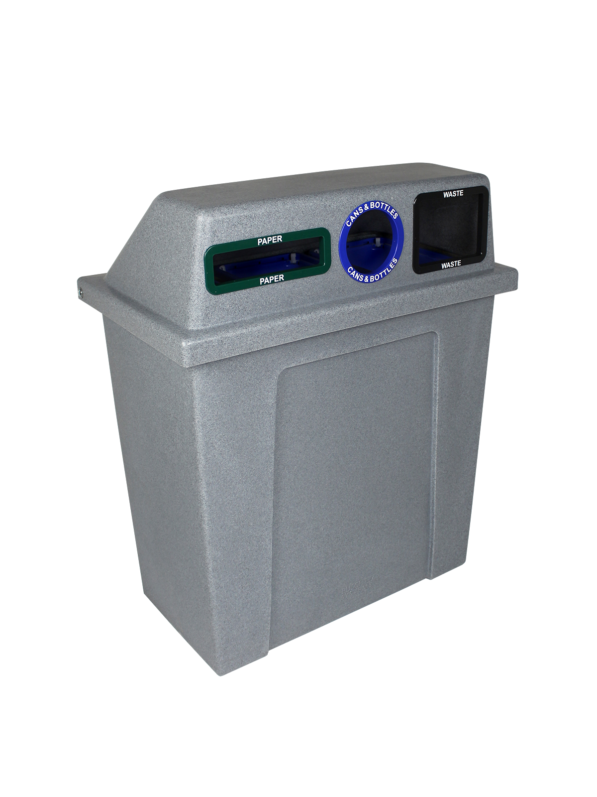 SUPER SORTER – Triple – Kit – Hd – Paper-Cans & Bottles-Waste – Slot-Circle-Full – Greystone