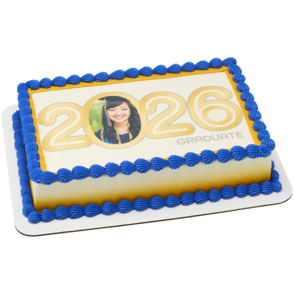 Gold 2026 Graduate PhotoCake® Edible Image® Frame