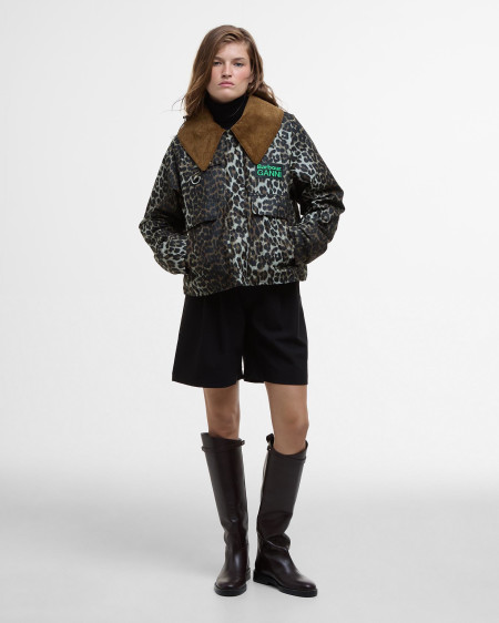Barbour x GANNI Leopard Print Waxed Anorak