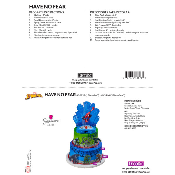 MARVEL Spider-Man™ Have No Fear Signature Cake Decorating Instruction Card