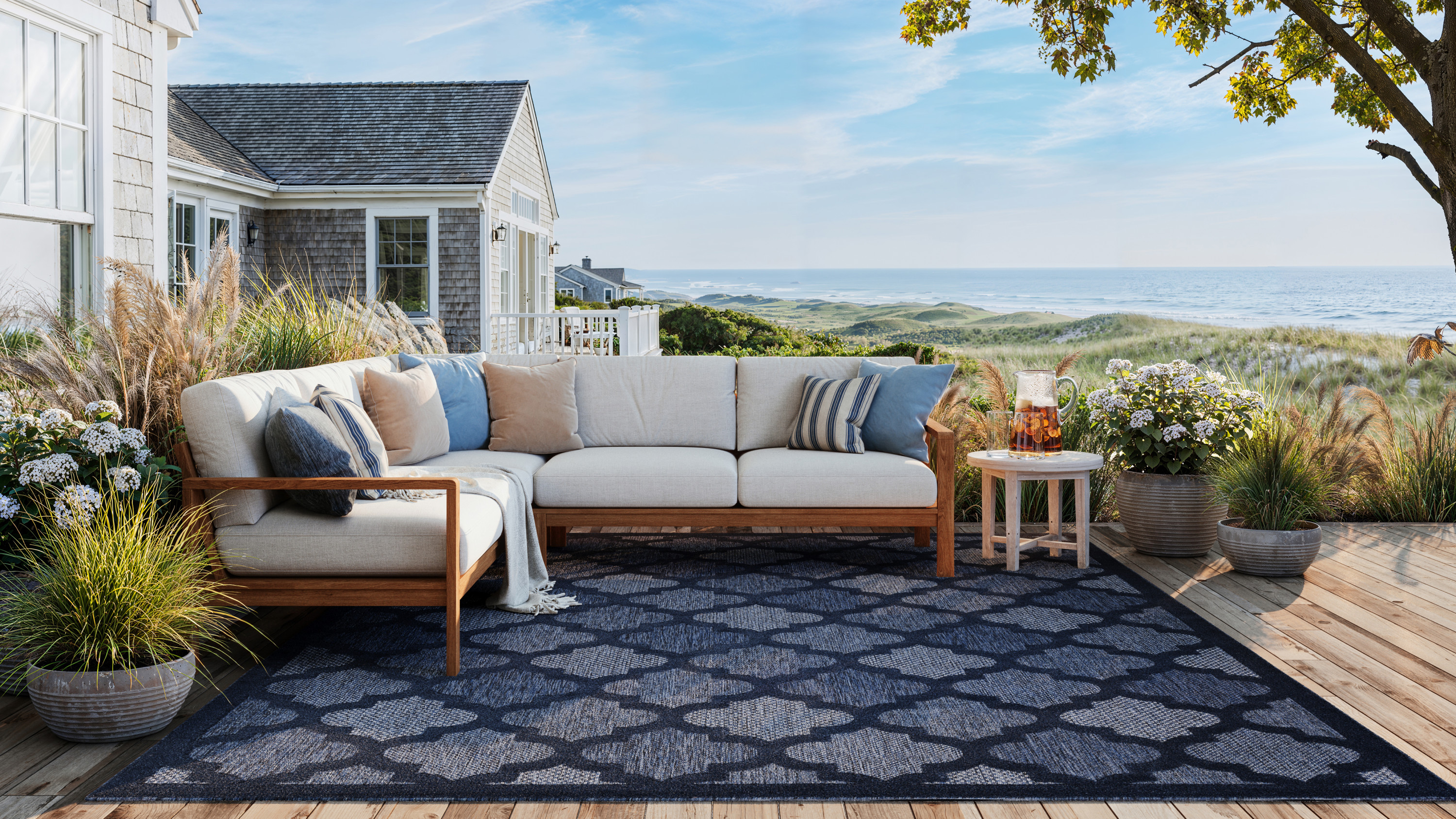 Nourison Easy Care 8' x 10' Navy Blue Modern Rug