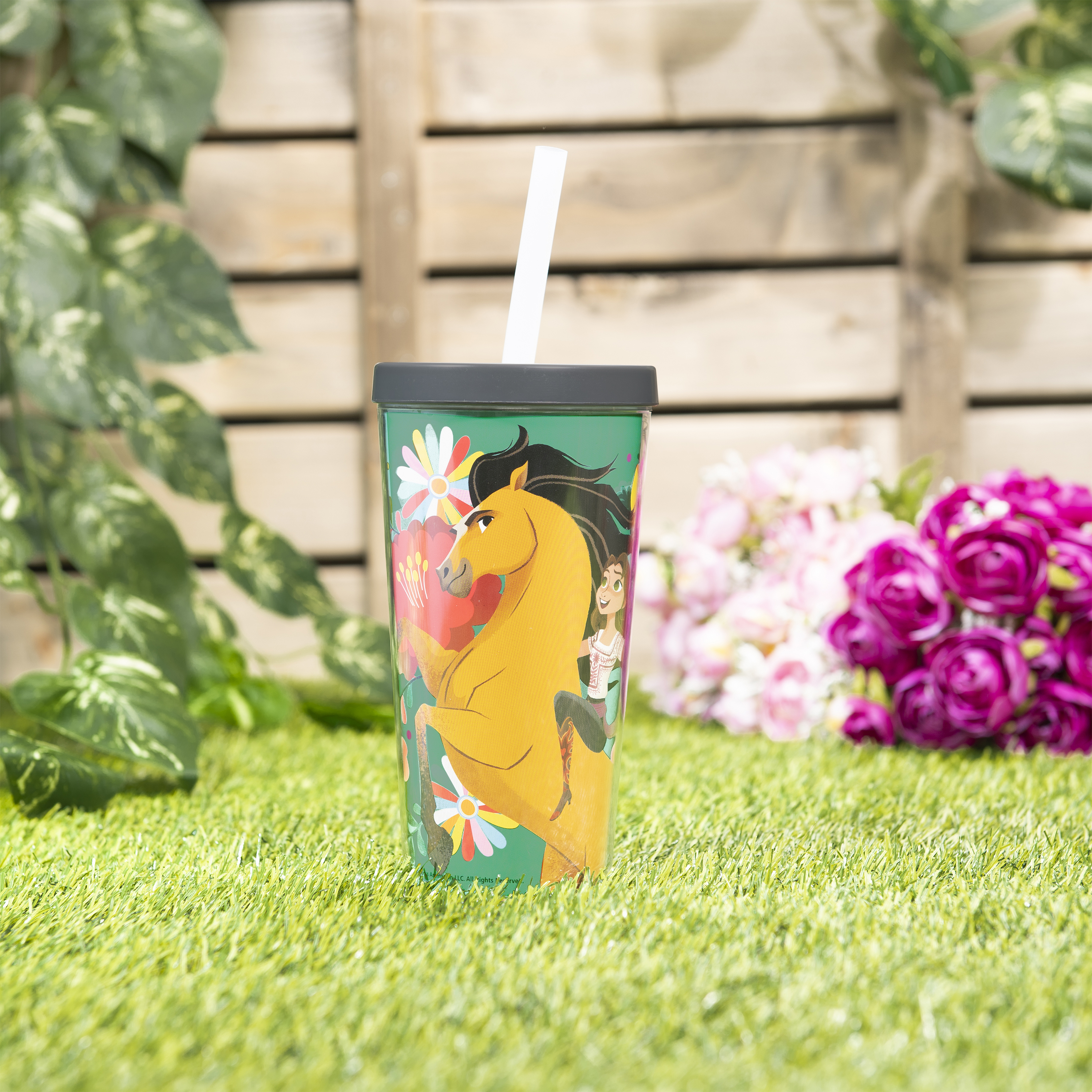 Dreamworks Animation 16 ounce Insulated Plastic Tumbler with Straw, Spirit Riding Free Movie slideshow image 6