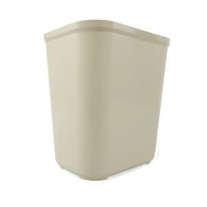 Rubbermaid Commercial, Fire Resistant, 7 gal, Resin, Beige, Rectangle, Receptacle
