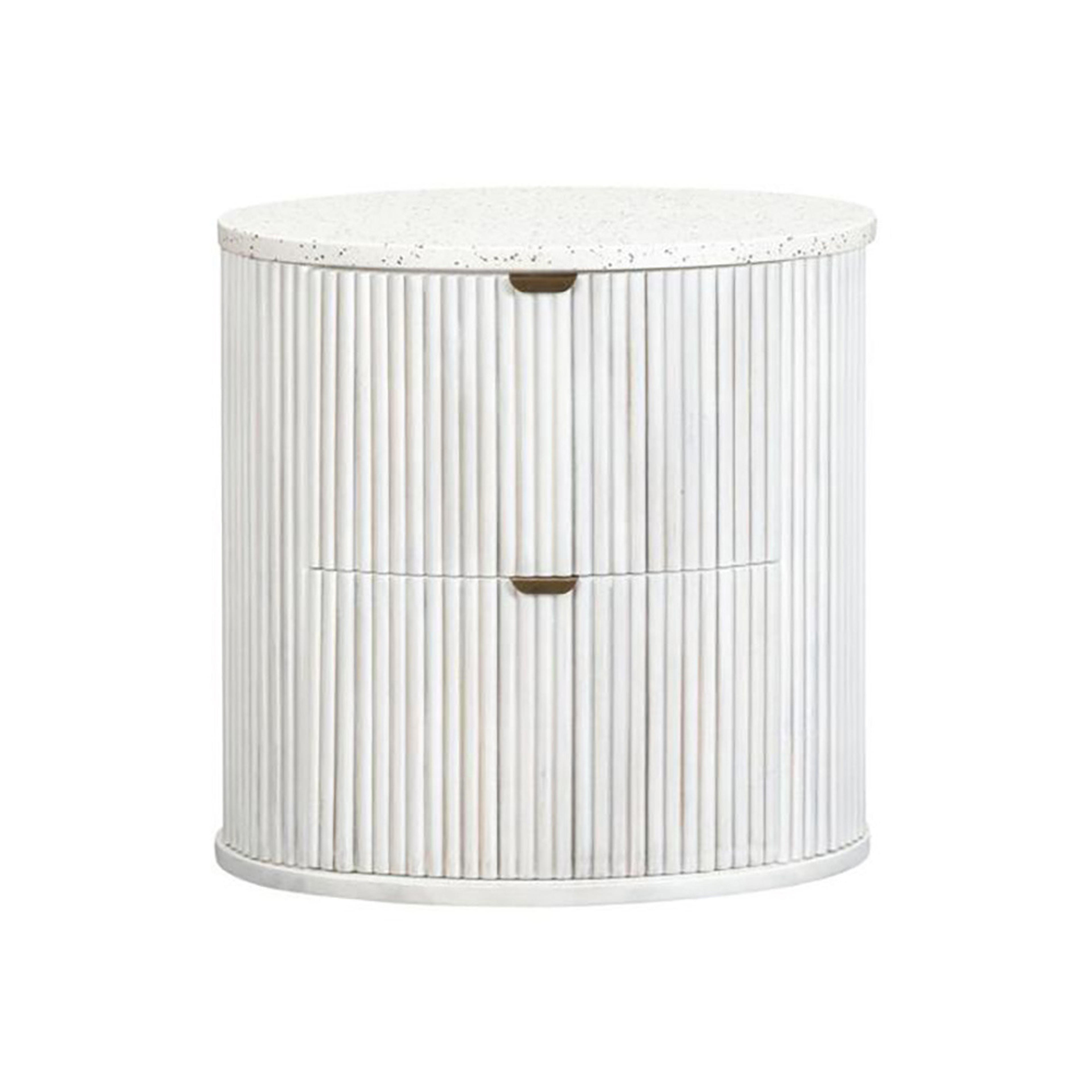 Product image of the  Razzo Bedside Table (2 Drawer), Whitewash from Forty Winks