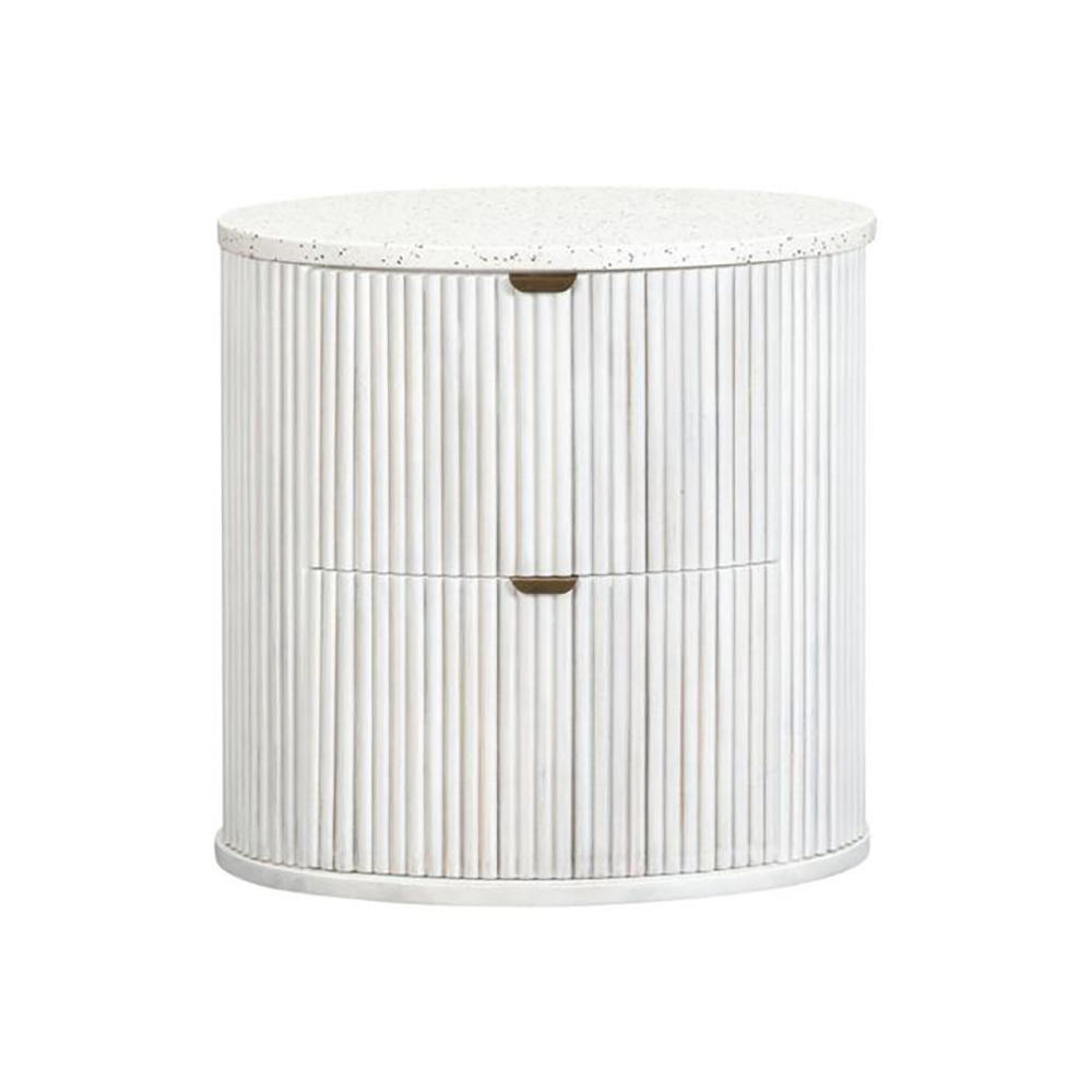 Product image of the  Razzo Bedside Table (2 Drawer), Whitewash from Forty Winks