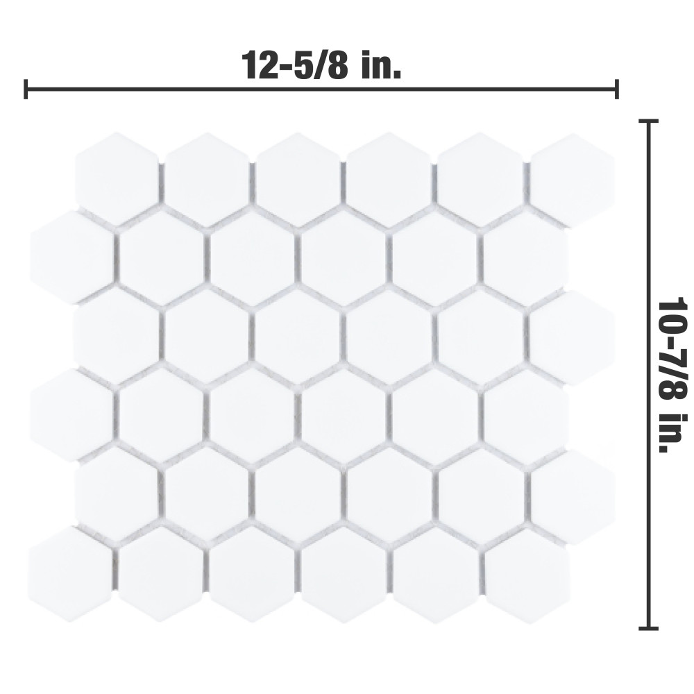 Sample – Hudson Due 2″ Hex Matte White Porcelain Mosaic Tile