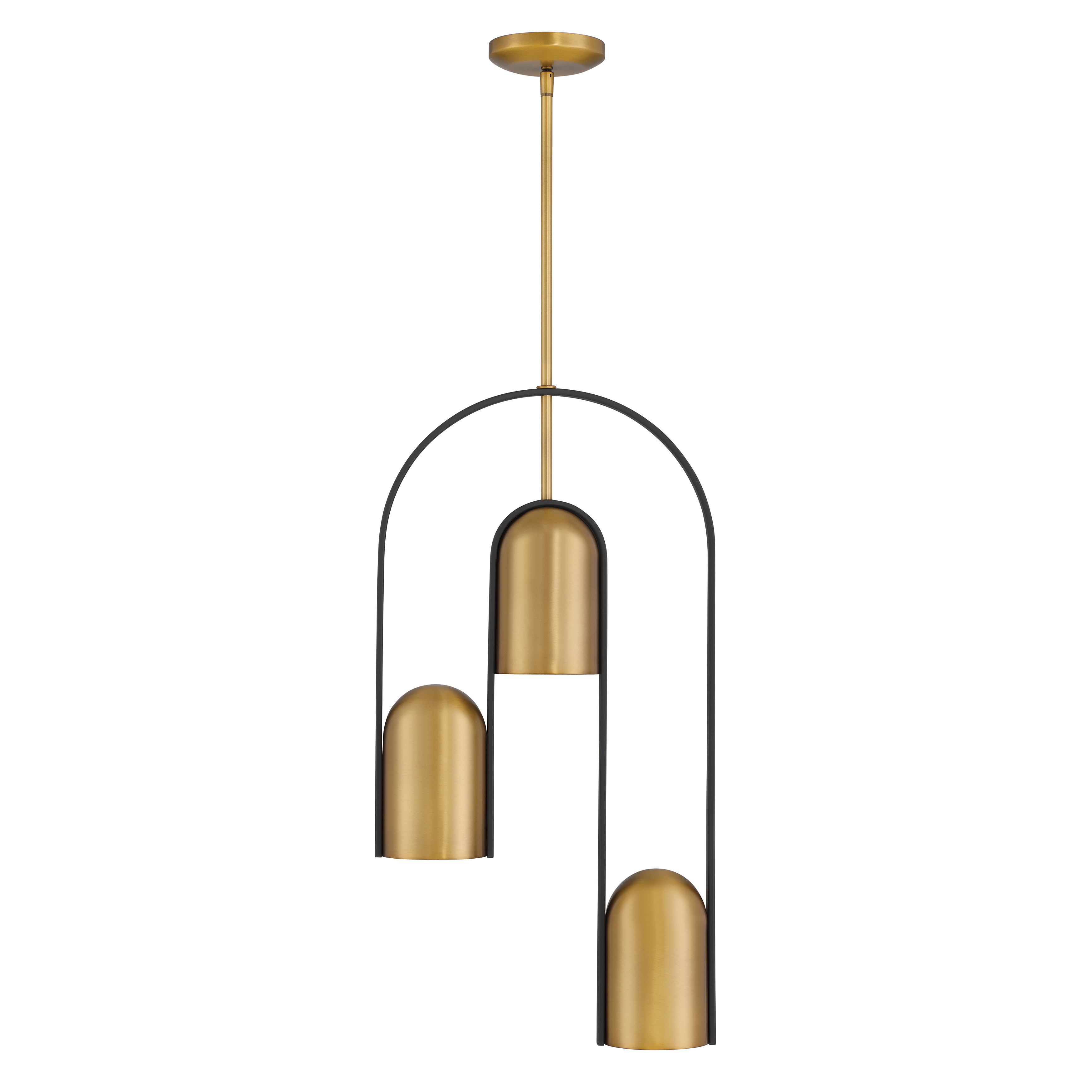 The Cane 14" pendant combines modern sophistication with industrial charm through its linear steel design and Legacy Brass finish. Perfect for kitchen islands or dining areas, this compact fixture delivers focused task lighting. - alternate view