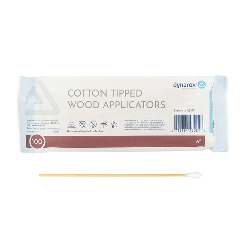 Cotton Tipped Wood Applicators Non-sterile 6in - 4302