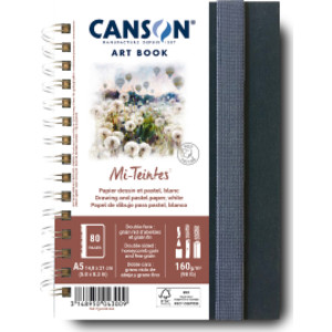 Artist Series Mi-Teintes Pastel & Drawing Art Book, Fabric Cover, Side Wire Binding, 80 Sheet, 5.8x8.3 inch, 1 Count