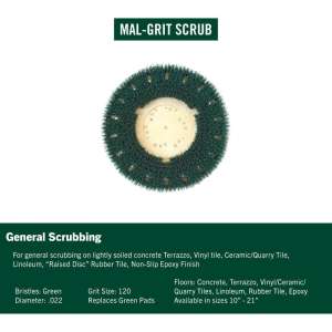 MSH813014P200, Malish, 14" Mal-Grit Scrub™ Scrub Brush w CP200, 0.22" Nylon, Green