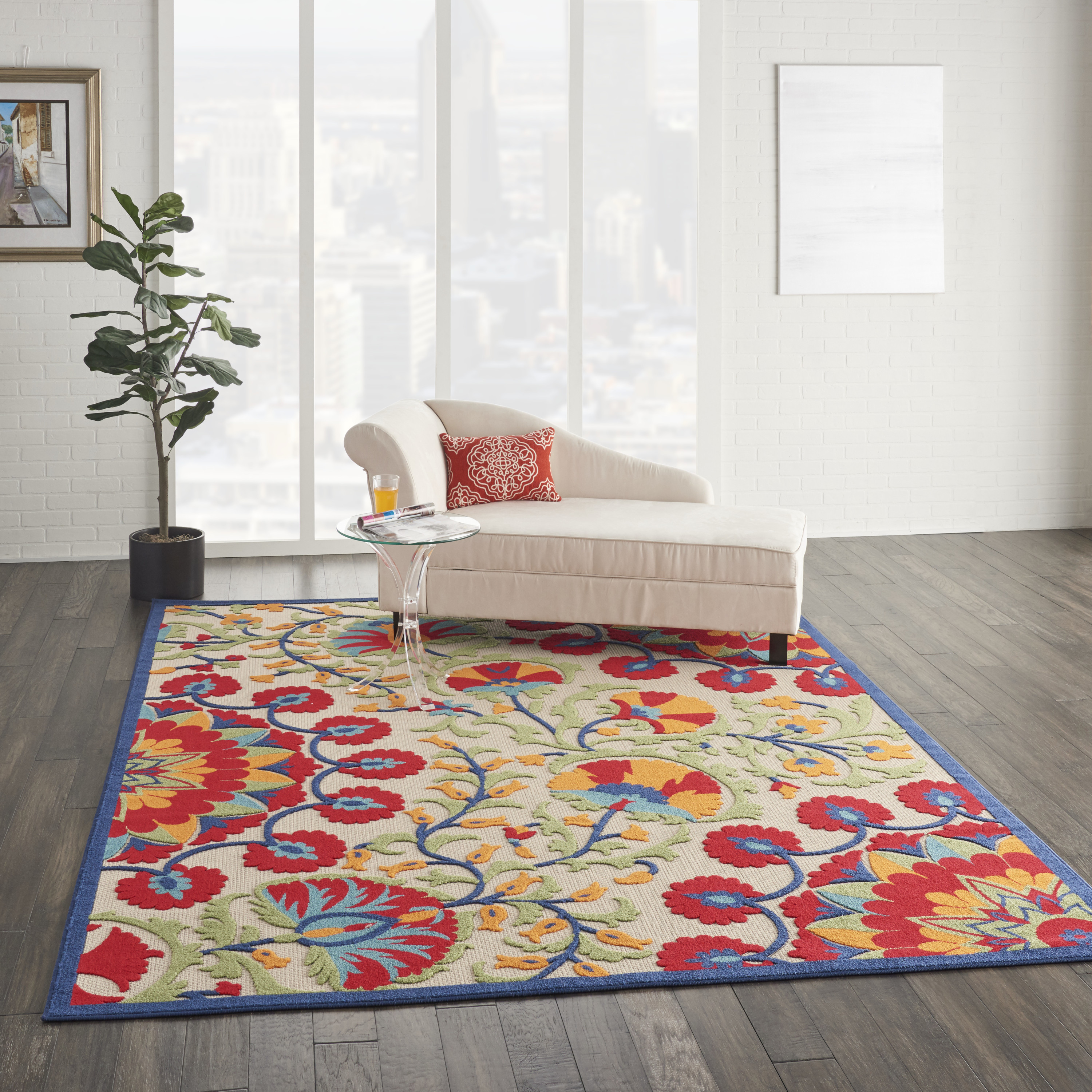 Nourison Aloha 7' x 10' Red Multicolor Transitional Rug