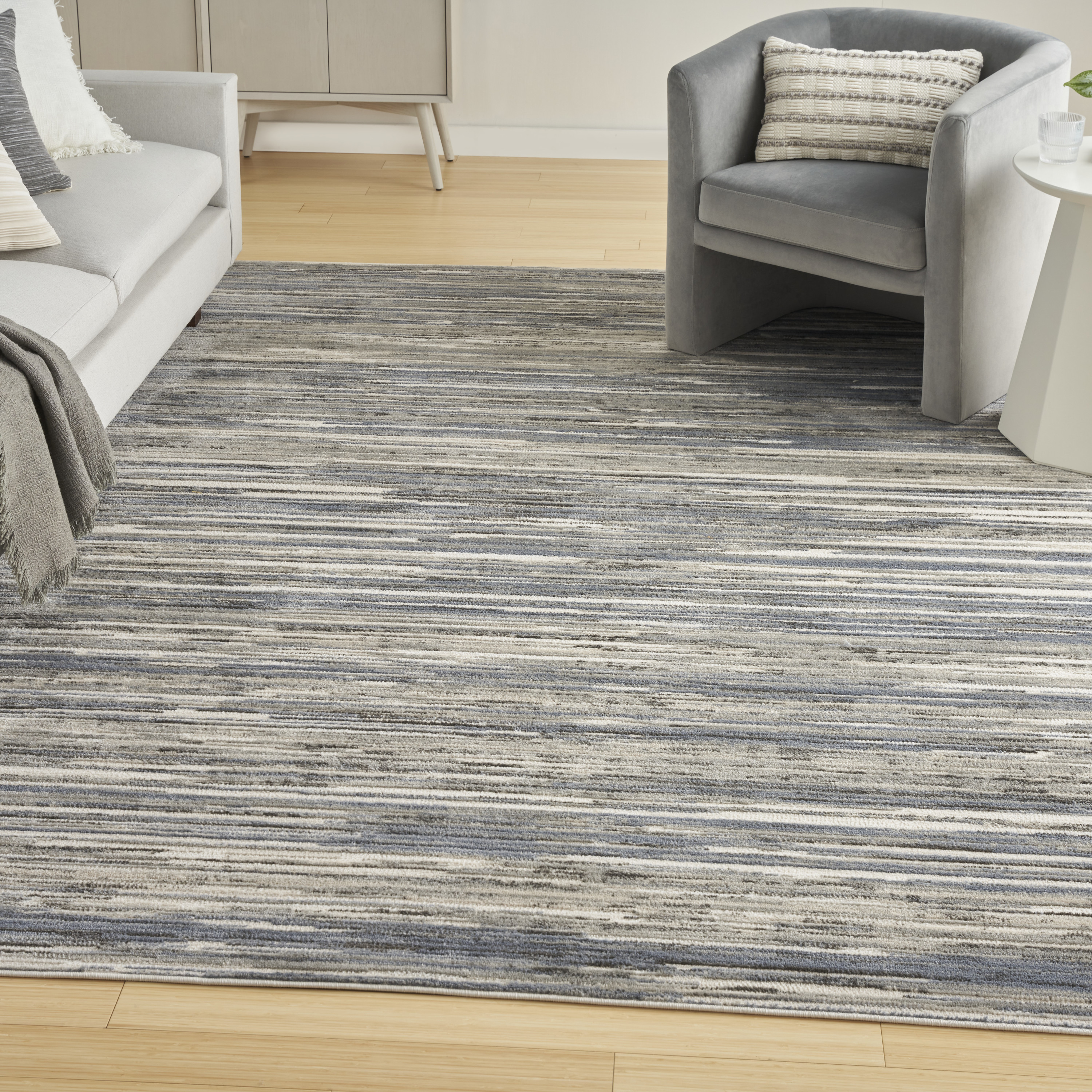Nourison Serenity Home 9' x 12' Ivory Grey Blue Modern Indoor Rug