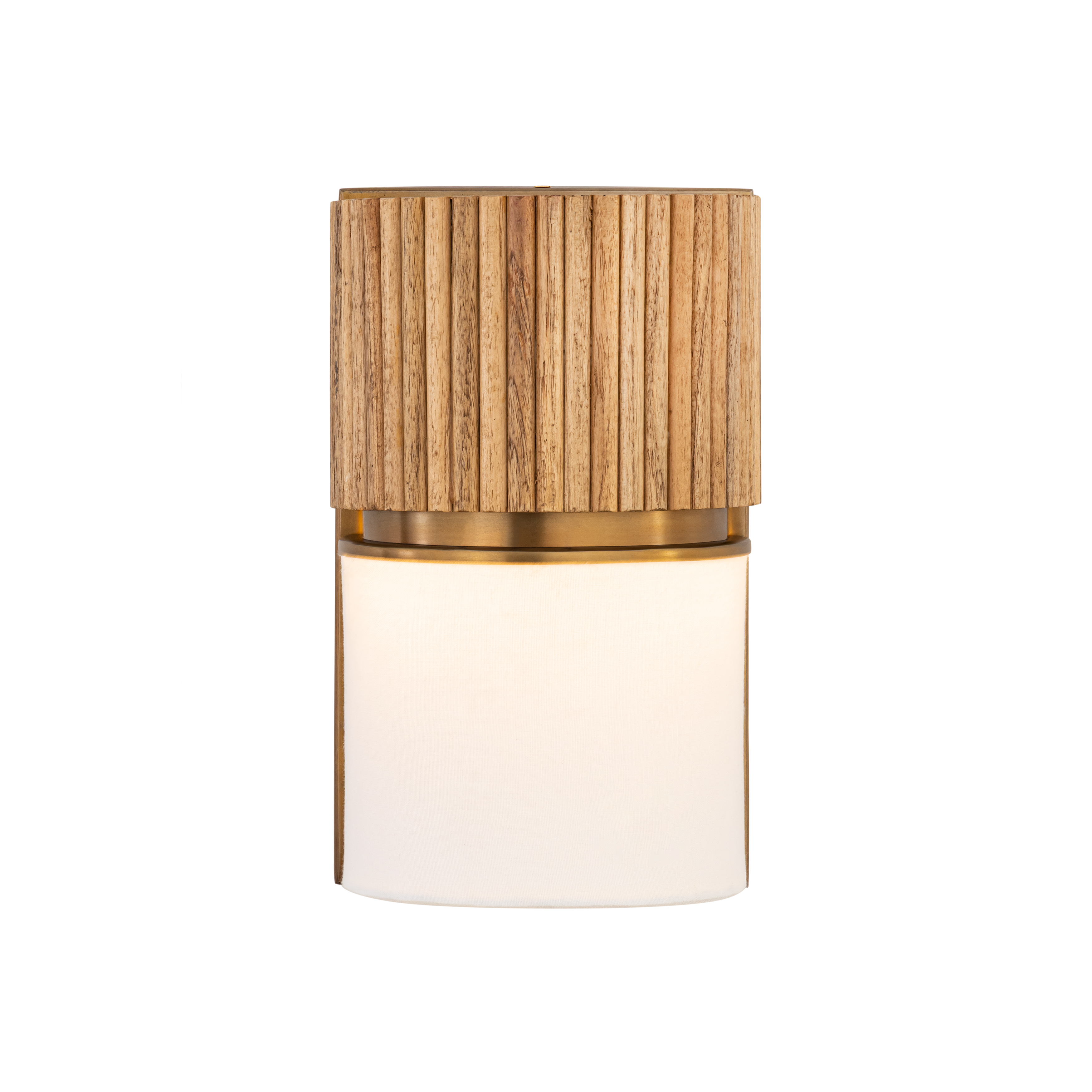 2-Light Wall Sconce - Legacy Brass and Natural Wood with White Linen - alternate view